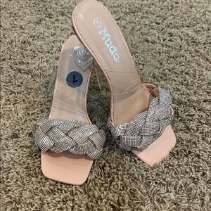 Mudd Silver Braided Heeled Sandals